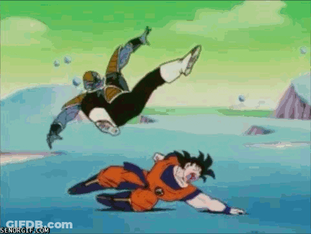 Man Kicked By Flying Man GIF