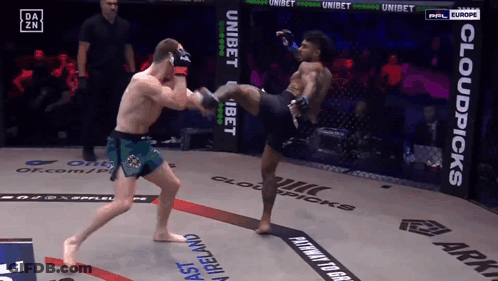Man Kicking Another Man In Boxing Ring With Cloudpicks GIF