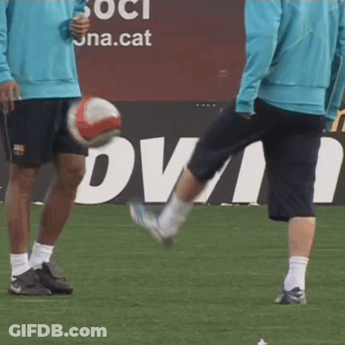Man Kicking Soccer Ball In Front Of Dva Sign GIF