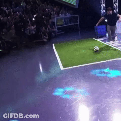 Man Kicking Soccer Ball On Field Number 3 GIF