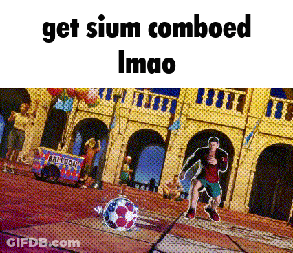 Man Kicking Soccer Ball Saying Get Sium Comboed Imao GIF