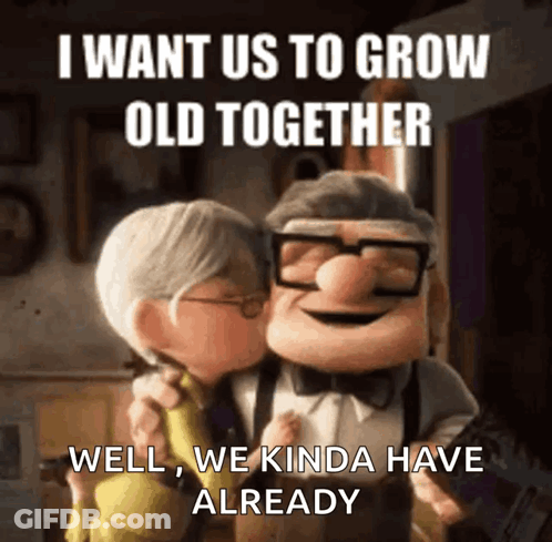 Man Kissing Elderly Woman Grow Old Together GIF