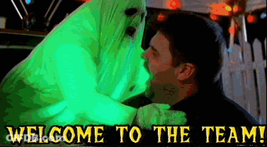 Man Kissing Green Ghost Welcome To The Team GIF