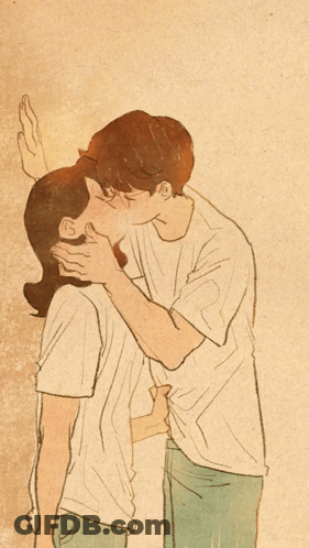 Man Kissing Woman Against Wall GIF