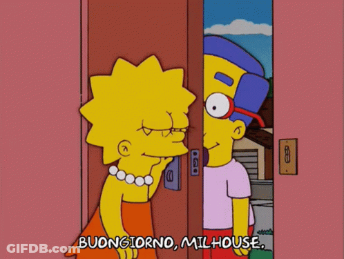 Man Kissing Woman Buongiorno Milhouse GIF