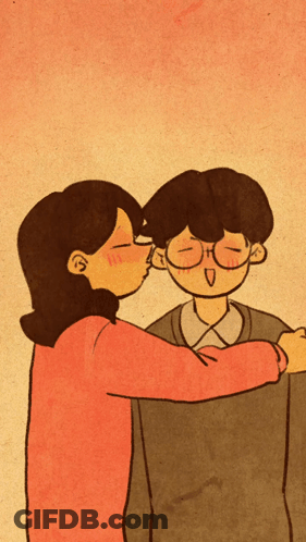 Man Kissing Woman Forehead Black And White GIF