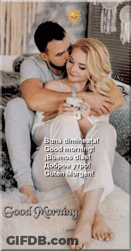 Man Kissing Woman Good Morning GIF