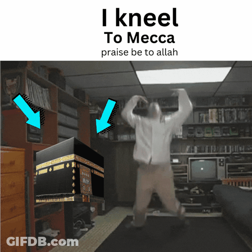 Man Kneeling Before Kaaba GIF