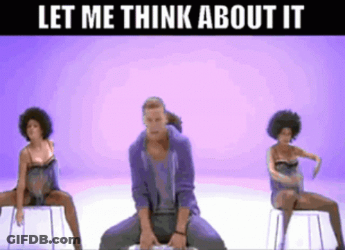 Man Kneeling Before Two Women Saying Let Me Think About It GIF