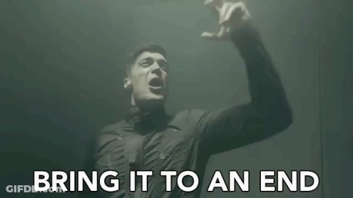 Man Kneeling Before Wall Saying Bring It To An End GIF