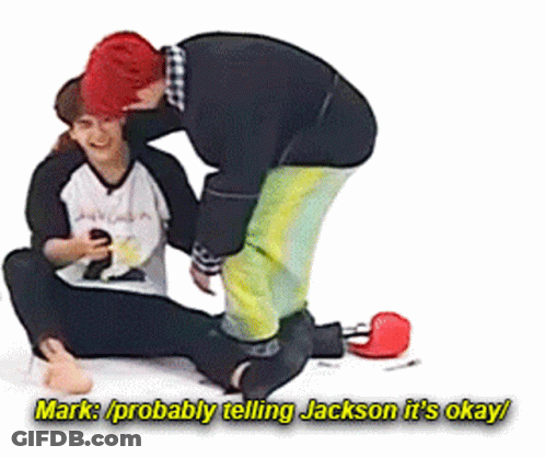 Man Kneeling Beside Another Saying Mark Probably Telling Jackson It's Okay GIF