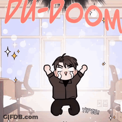 Man Kneeling In Front Of Window Du-Doom GIF