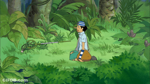 Man Kneeling In Grass GIF