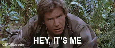 Man Kneeling In Woods Saying Hey GIF