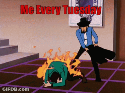 Man Kneeling On Floor Saying Me Every Tuesday GIF