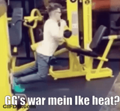 Man Kneeling On Gym Machine GG's War Mein Ike Heat GIF