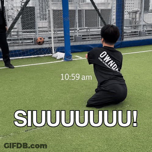 Man Kneeling On Soccer Field 10:59 GIF