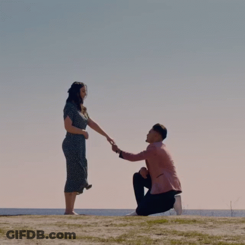 Man Kneeling Proposing To Woman GIF