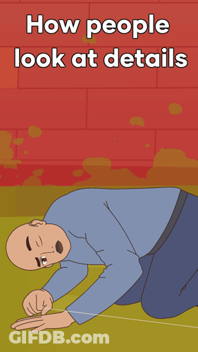 Man Kneeling With How People Look At Details GIF