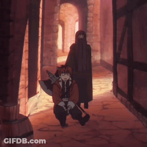 Man Kneeling With Large Axe GIF