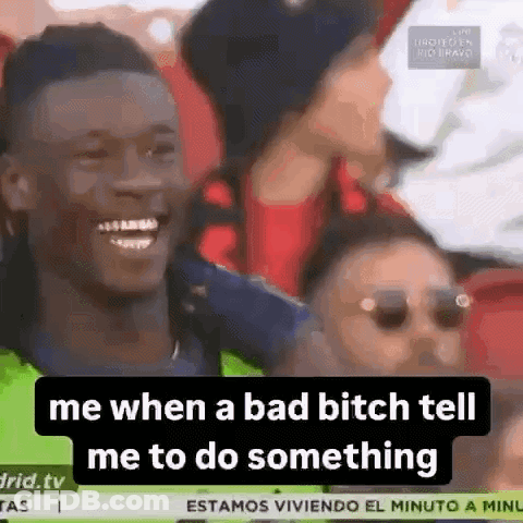 Man Laughing At Soccer Game Bad Bitch Tells Him Something GIF
