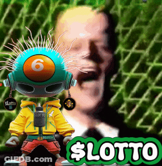 Man Laughing In Background Of $ Lotto Poster GIF