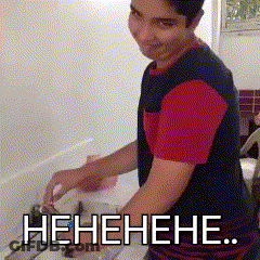 Man Laughing Washing Dishes Henehene GIF
