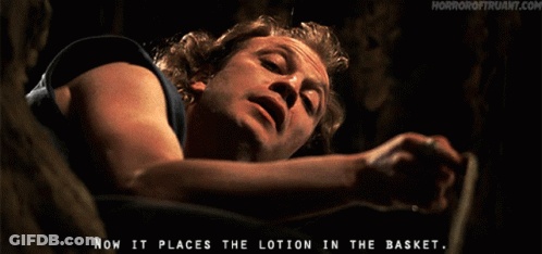 Man Laying Down With Lotion Basket Quote GIF