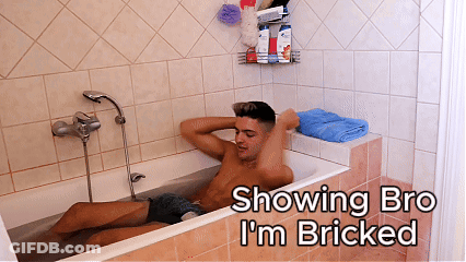 Man Laying In Bathtub Saying Bro I'm Bricked GIF