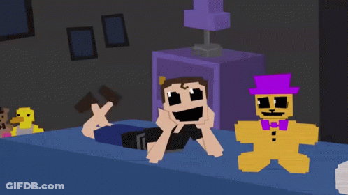 Man Laying In Bed Next To Cartoon Character With Purple Hat And Bow Tie GIF