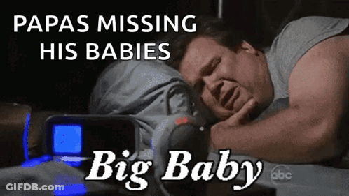 Man Laying In Bed Papas Missing His Babies Big Baby GIF