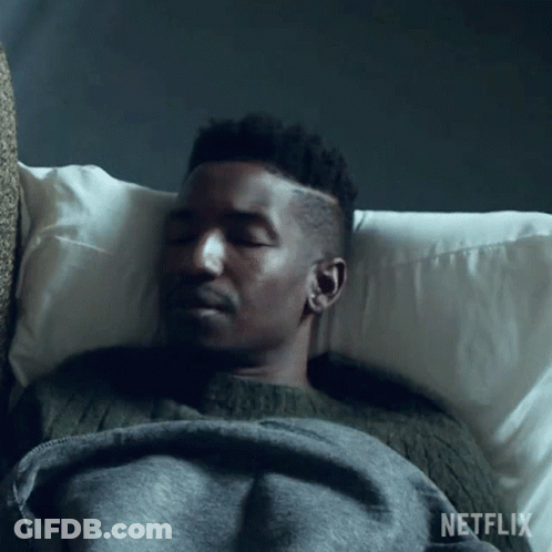 Man Laying In Bed With Netflix Blanket GIF