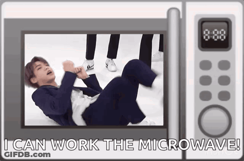 Man Laying In Front Of Microwave Saying I Can Work The Microwave GIF
