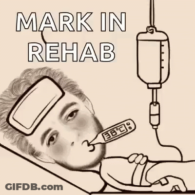Man Laying In Hospital Bed With Thermometer And Bandage GIF