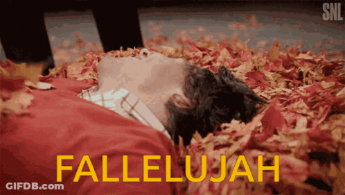 Man Laying In Pile Of Leaves Fallelujah GIF