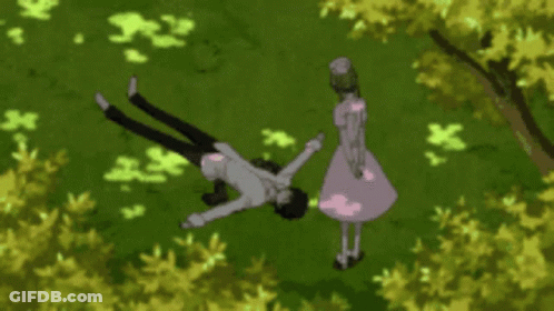 Man Laying On Back With Woman In White Dress GIF