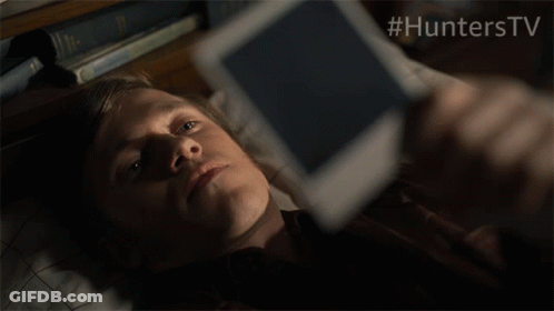 Man Laying On Bed Looking At Tablet #Hunterstv GIF