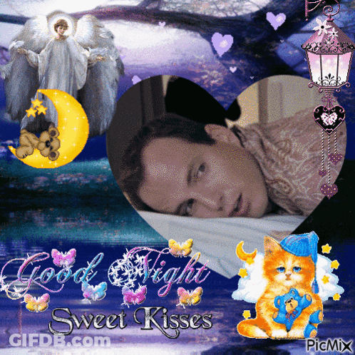 Man Laying On Bed Saying Good Night Sweet Kisses GIF