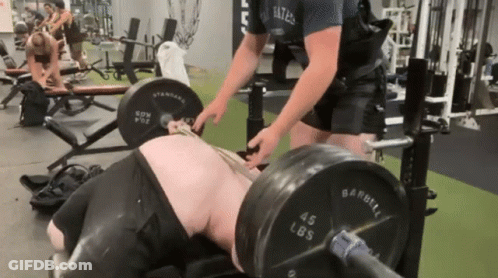 Man Laying On Bench With Barbell On Back GIF
