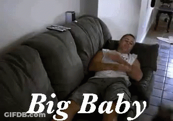 Man Laying On Couch Saying Big Baby GIF