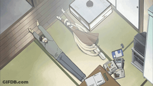 Man Laying On Floor With Outstretched Arms GIF
