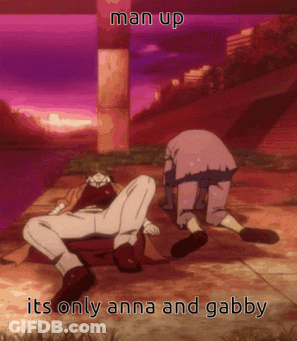 Man Laying On Ground Saying Man Up Its Only Anna And Gabby GIF