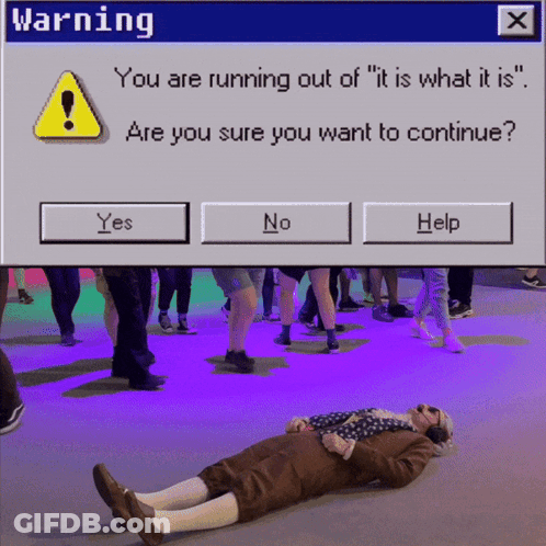 Man Laying On Ground Under Warning Screen GIF
