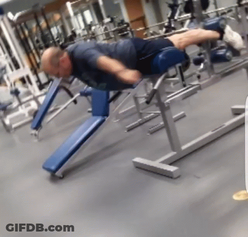 Man Laying On Gym Bench GIF