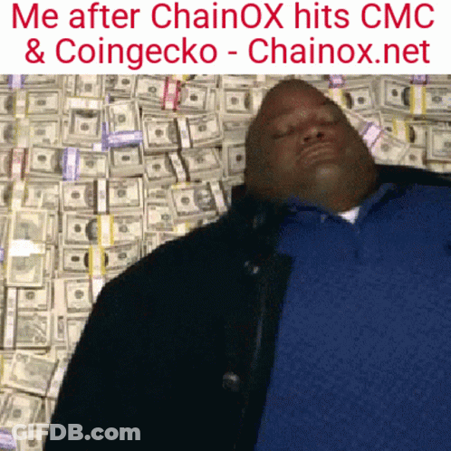 Man Laying On Pile Of Money Me After Chainox Hits CMC & Coingecko - Chainox.net GIF