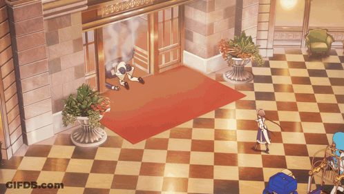 Man Laying On Red Carpet In Front Of Abercrombie & Fitch GIF