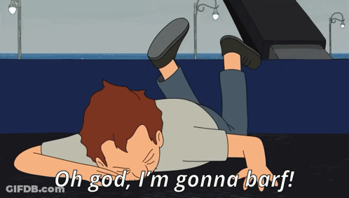 Man Laying On Stomach Saying Oh God I'm Gonna Barf GIF