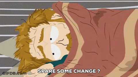 Man Laying Under Blanket Spare Some Change GIF