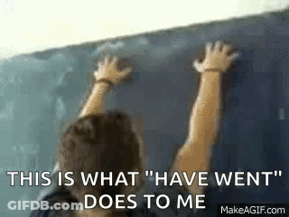 Man Leaning Against Blackboard GIF