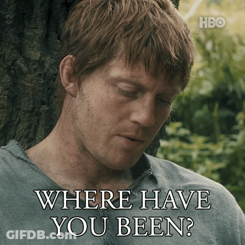 Man Leaning Against Tree Saying Where Have You Been GIF